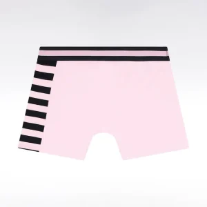 Alternative view of Boxer en jersey de coton rose à détail rayé