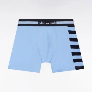 Boxer en jersey de coton ciel à détail rayé