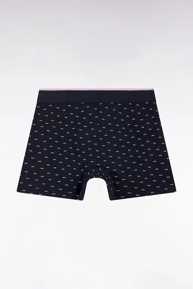 Boxer En Jersey De Coton Micro-motifs Nœuds Papillon Marine