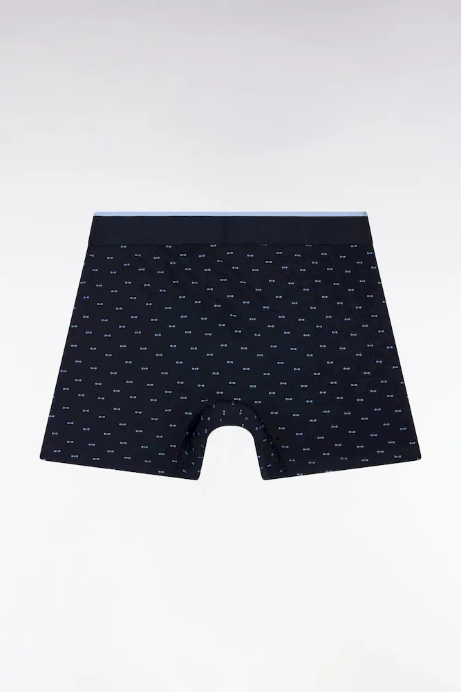 Boxer En Jersey De Coton à Micro-motifs Nœuds Papillon Bleu