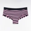 Culotte shorty en jersey stretch rayée marine et rose