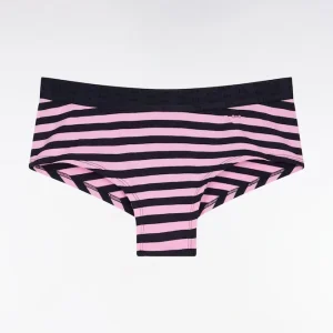 Culotte shorty en jersey stretch rayée marine et rose
