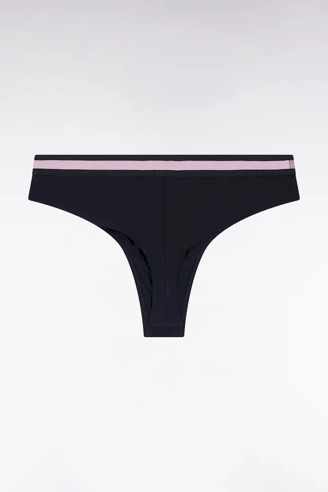 Culotte Tanga En Jersey Stretch Marine à Logo