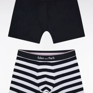 Lot de deux boxers en jersey de coton stretch marine et blanc