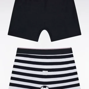 Alternative view of Lot de deux boxers en jersey de coton stretch marine et blanc