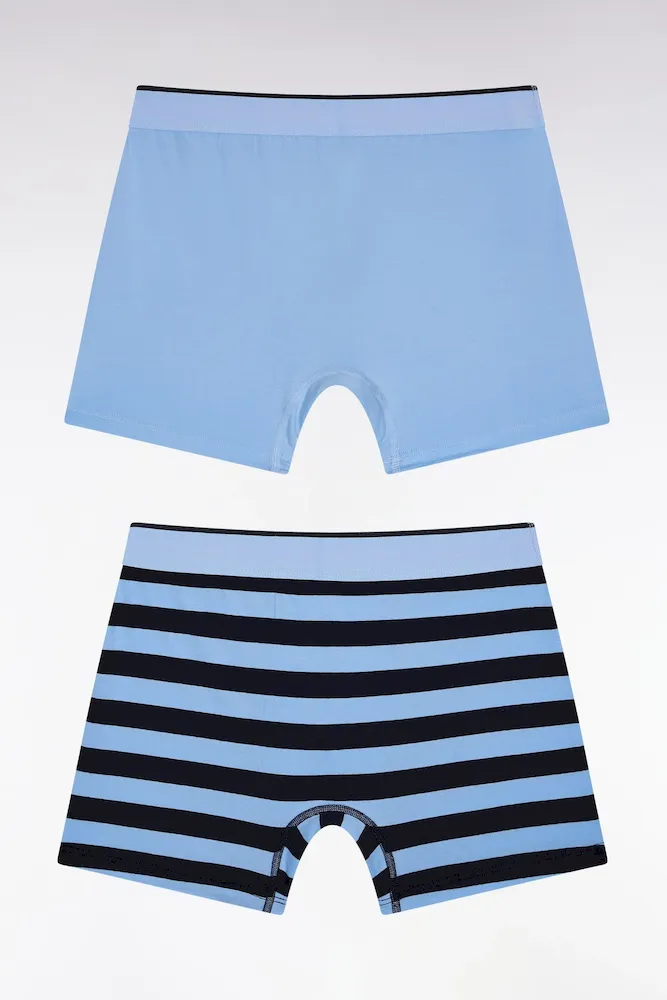 Lot De Deux Boxers En Jersey De Coton Stretch Ciel