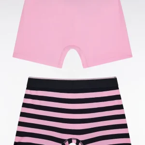 Alternative view of Lot de deux boxers en jersey de coton stretch marine et rose