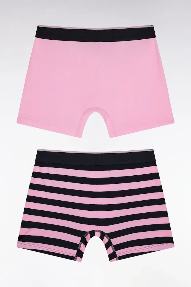 Lot de deux boxers en jersey de coton stretch marine et rose – Bild 2