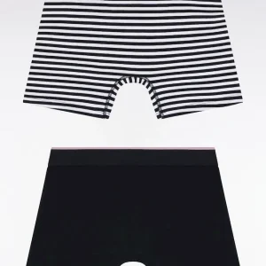 Alternative view of Lot de deux boxers en jersey de coton stretch marine et rayé