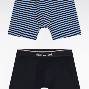 Lot de deux boxers en jersey de coton stretch marine et ciel
