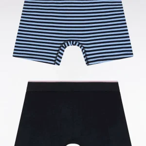 Alternative view of Lot de deux boxers en jersey de coton stretch marine et ciel
