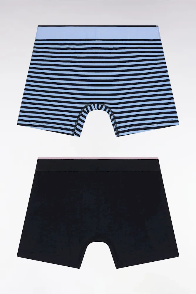 Lot de deux boxers en jersey de coton stretch marine et ciel – Bild 2