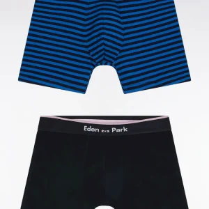 Lot de deux boxers en jersey de coton stretch marine et bleu