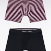 Lot de deux boxers en jersey de coton stretch marine et rose