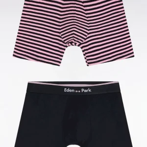 Lot de deux boxers en jersey de coton stretch marine et rose