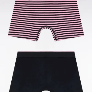 Alternative view of Lot de deux boxers en jersey de coton stretch marine et rose