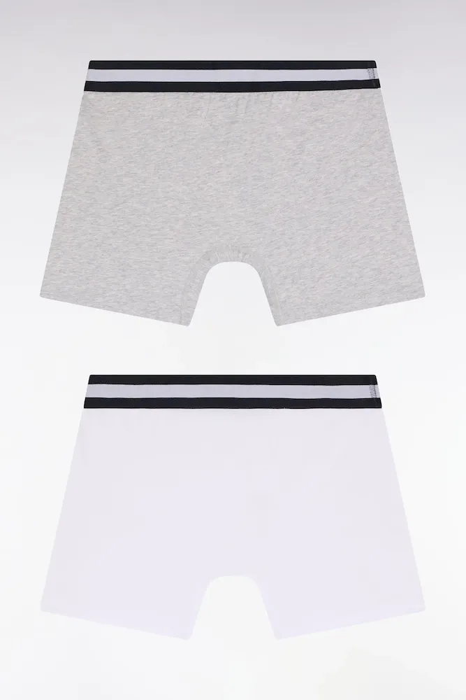 Lot de deux boxers en jersey de coton stretch blanc et gris – Bild 2