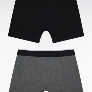 Alternative view of Lot de deux boxers en jersey de coton stretch noir et gris