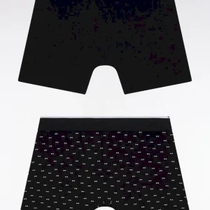 Alternative view of Lot de deux boxers en jersey de coton stretch uni et micro-motifs noirs