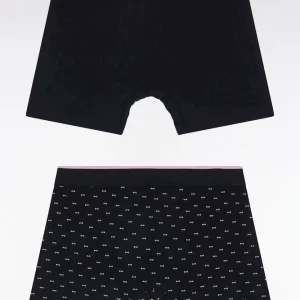 Alternative view of Lot de deux boxers en jersey de coton stretch uni et micro-motifs marine