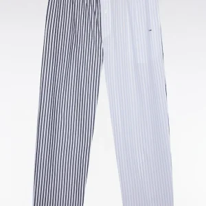 Alternative view of Pyjama long rayé en popeline de coton bleu ciel