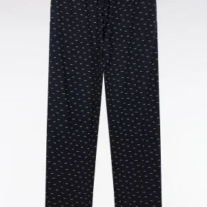 Alternative view of Pyjama long en jersey de coton marine micro-motifs nœud papillon