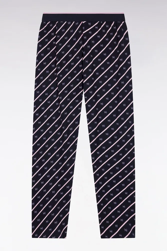 Pyjama Long En Jersey De Coton Marine Micro-motifs