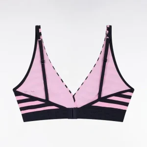 Alternative view of Soutien-gorge en jersey stretch cerclé rose et marine siglé