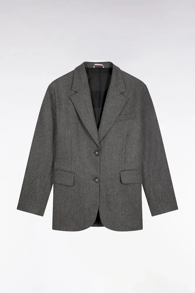 Veste blazer en flanelle de laine grise coupe oversized – Bild 2