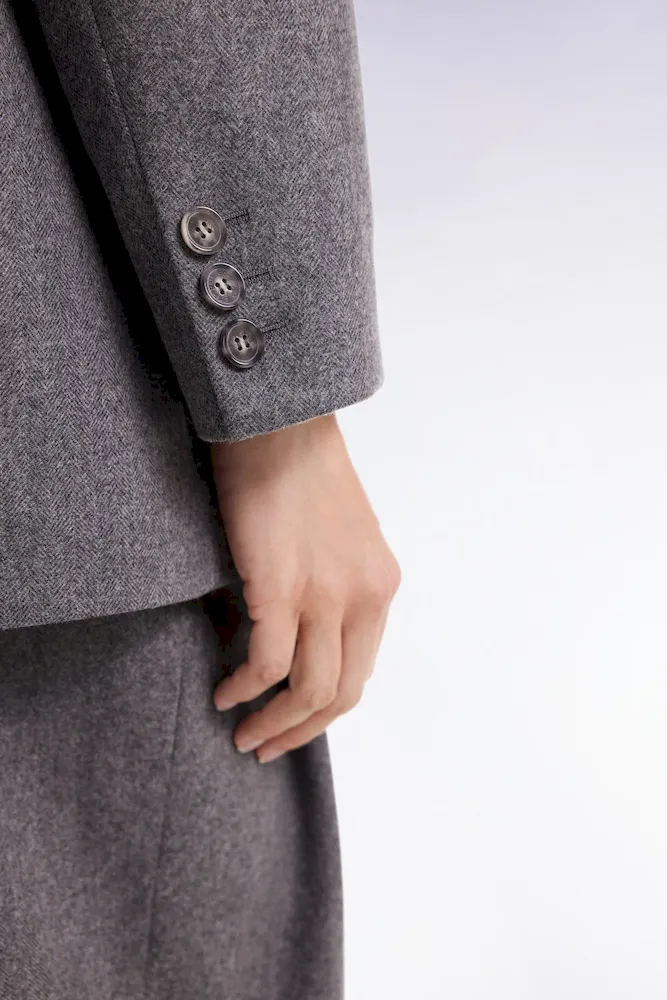 Veste blazer en flanelle de laine grise coupe oversized – Bild 4