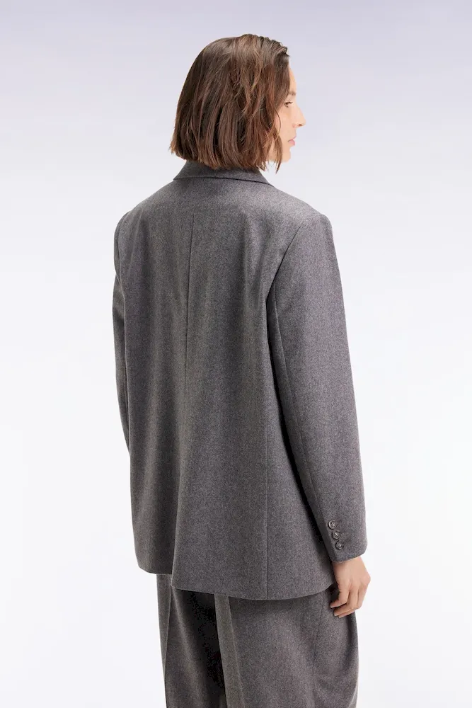 Veste blazer en flanelle de laine grise coupe oversized – Bild 5