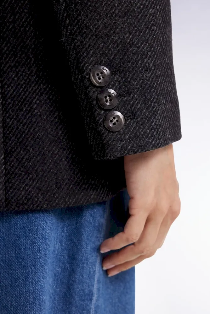 Veste blazer en twill de laine gris coupe Oversized – Bild 4