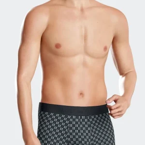 Alternative view of Boxer en coton stretch à micro-motifs vert