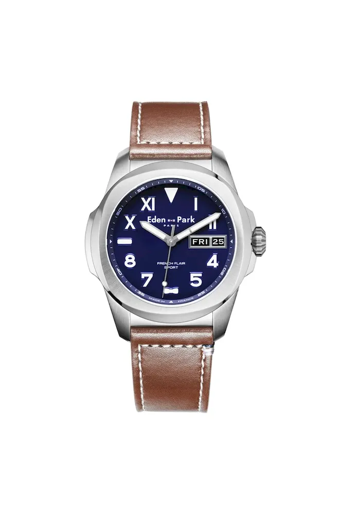 Montre à quartz Jour Date Bleue