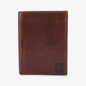Portefeuille passeport en cuir marron foncé