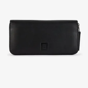 Portefeuille noir rectangulaire en cuir