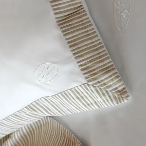 2 taies d'oreiller carrés blanc et beige - Bulle ovale