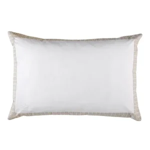 Alternative view of 2 taies d'oreiller rectangulaires blanc et beige - Bulle ovale