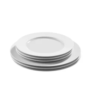 Lot de 6 assiettes à dessert blanches rondes en porcelaine de Limoges