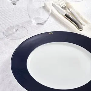 Lot de 6 grandes assiettes marine en porcelaine de Limoges