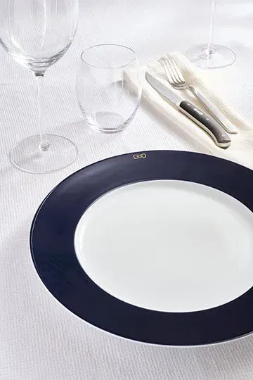 Lot de 6 grandes assiettes marine en porcelaine de Limoges