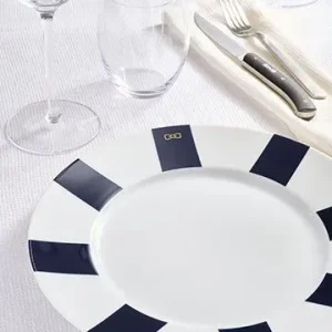 Lot de 6 assiettes marine en porcelaine de Limoges