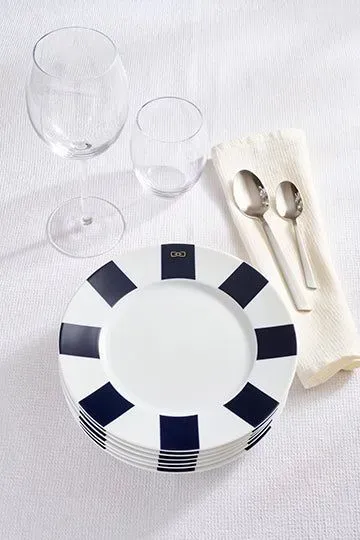 Lot de 6 assiettes à dessert creuses marine en porcelaine de Limoges – Bild 3