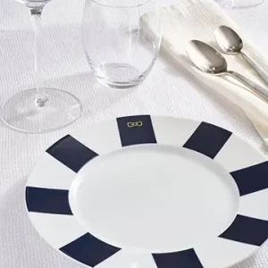 Lot de 6 assiettes à dessert creuses marine en porcelaine de Limoges