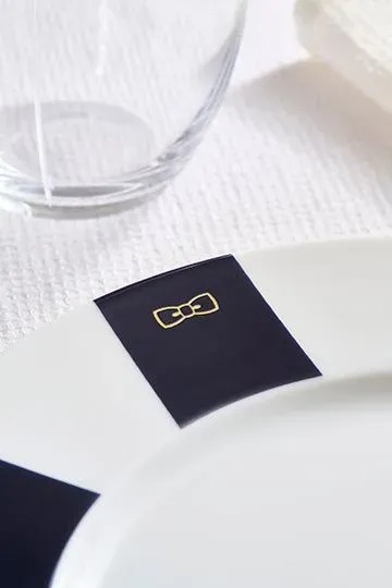 Lot de 6 assiettes à dessert creuses marine en porcelaine de Limoges – Bild 2