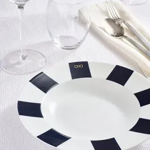 Lot de 6 assiettes à dessert marine en porcelaine de Limoges