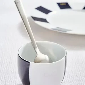 Duo de tasses à café en porcelaine intérieur émaillé bleu