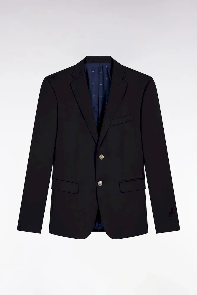 Blazer Bleu Marine Slim Fit 100 % Laine
