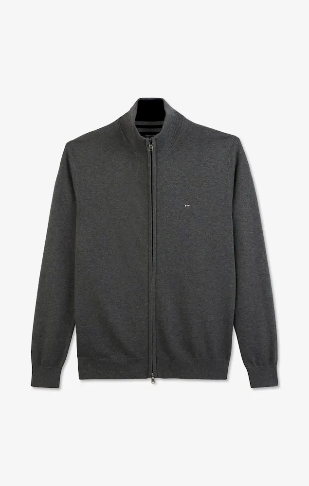 Cardigan gris zippé en coton – Bild 2