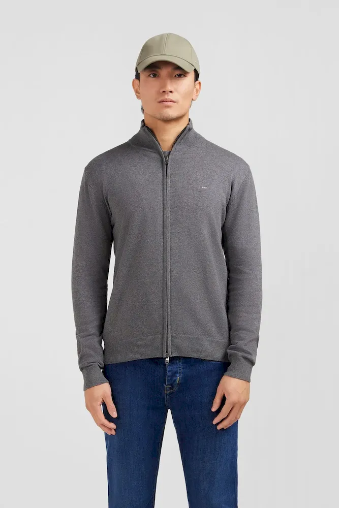 Cardigan gris zippé en coton